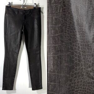 Rich & Skinny jeans brown croc print waxed coated jeans NWT
